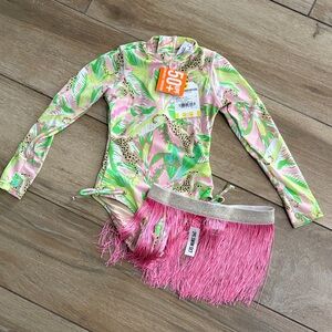 NWT Shade Critters Tropical Pink and Green Kids Rashguard Set